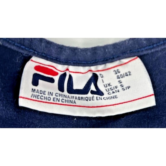 FILA Odette Logo Cropped Active Tank Top~Gym/Workout~Navy Blue~ Women's Sz Small - Picture 9 of 12
